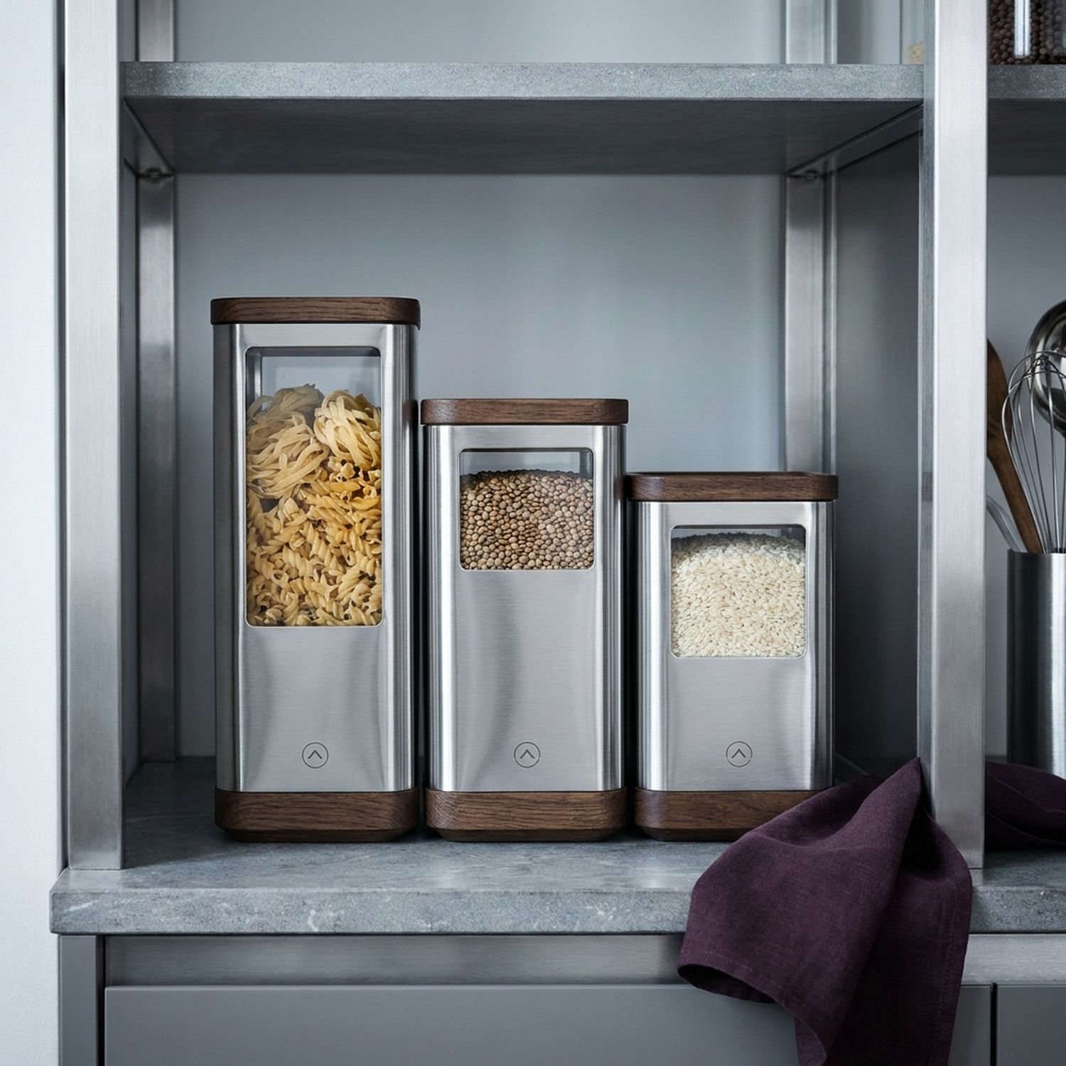 Atelier Oak & Steel Countertop Pantry Trio